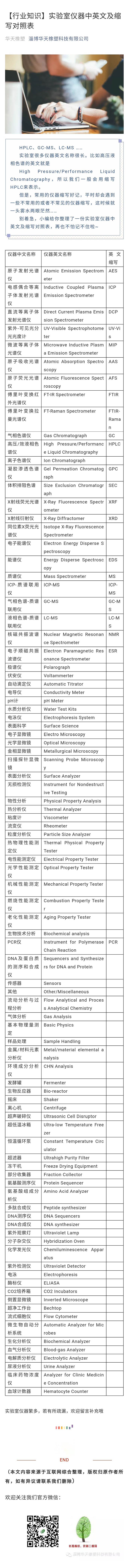 仪器中英文